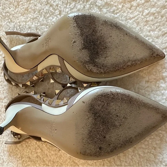 Valentino Garavani Rockstud Caged Leather Pump Ivory Poudre - Picture 12 of 15